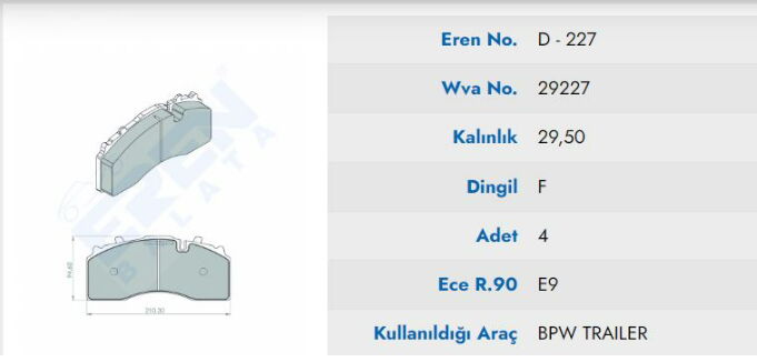 DISK BALATA BPW Y.M KUCUK 29227